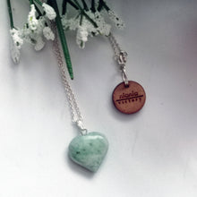 Load image into Gallery viewer, Chrysoprase Jade necklace Heart Gemstone Necklace, Jade Pendant Necklace, Chrysoprase Jade Sterling Silver Necklace | by nlanlaVictory