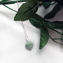 Load image into Gallery viewer, Chrysoprase Jade necklace Heart Gemstone Necklace, Jade Pendant Necklace, Chrysoprase Jade Sterling Silver Necklace | by nlanlaVictory