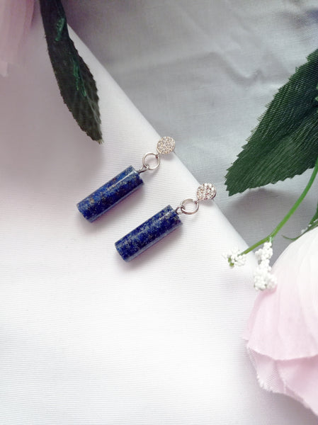 Lapis Lazuli Stud Earrings, Gemstone Earrings, Sterling Silver Stud Earrings | by nlanlaVictory