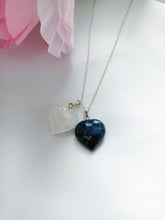 Load image into Gallery viewer, Lapis Lazuli and Rose Quartz Hearts Necklace, Lapis Lazuli and Rose Quartz Sterling Silver necklace,  Lapis Lazuli and Rose Quartz Pendants, Gemstone Necklace | by nlanlaVictory