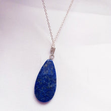 Load image into Gallery viewer, Lapis Lazuli Necklace, Lapis Lazuli Sterling Silver necklace, Lapis Lazuli Teardrop Pendant Necklace | by nlanlaVictory