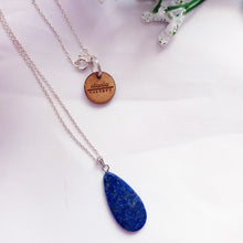 Load image into Gallery viewer, Lapis Lazuli Necklace, Lapis Lazuli Sterling Silver necklace, Lapis Lazuli Teardrop Pendant Necklace | by nlanlaVictory
