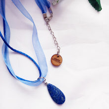 Load image into Gallery viewer, Lapis Lazuli Necklace, Blue Ribbon Necklace, Gemstone Necklace, Lapis Lazuli Pendant | by nlanlaVictory
