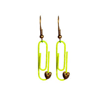 Load image into Gallery viewer, Lime Green Personalised Paperclip Earrings | by lovedbynlanla