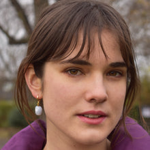 Load image into Gallery viewer, Blue Lace Agate Gemstone Huggie Earrings | by Ifemi Jewels