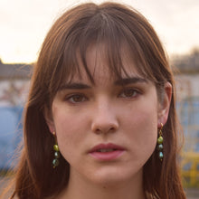 Load image into Gallery viewer, Green freshwater pearl huggie earrings | by Ifemi Jewels