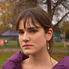 Load image into Gallery viewer, Bold White Pearl Drop Huggie Earrings | by Ifemi Jewels