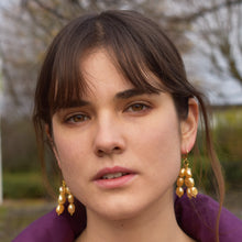 Load image into Gallery viewer, Gold freshwater pearl earrings | by Ifemi Jewels