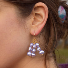 Load image into Gallery viewer, Lilac purple freshwater pearl earrings | by Ifemi Jewels