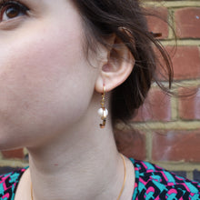 Load image into Gallery viewer, Minimalist circle and freshwater pearl hoop earrings | by Ifemi Jewels