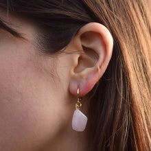 Load image into Gallery viewer, Rose Quartz Gemstone Huggie Earrings | by Ifemi Jewels
