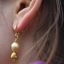 Load image into Gallery viewer, Dual Gold Tone Freshwater Pearl Earrings | by Ifemi Jewels