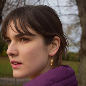 Dual Gold Tone Freshwater Pearl Earrings | by Ifemi Jewels