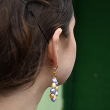 Load image into Gallery viewer, Gold and purple freshwater pearl hoop earrings | by Ifemi Jewels