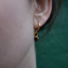 Load image into Gallery viewer, Black heart enamel minimalist huggie earrings | by Ifemi Jewels
