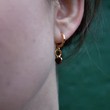 Load image into Gallery viewer, Black heart enamel minimalist huggie earrings | by Ifemi Jewels