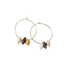 Load image into Gallery viewer, Triple Mini Shell Gold Hoop Earrings | by Ifemi Jewels