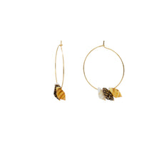 Load image into Gallery viewer, Triple Mini Shell Gold Hoop Earrings | by Ifemi Jewels