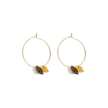 Load image into Gallery viewer, Triple Mini Shell Gold Hoop Earrings | by Ifemi Jewels