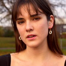 Load image into Gallery viewer, Circle Shell Huggie Minimalist Earrings | by Ifemi Jewels