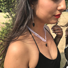 Load image into Gallery viewer, Onyx Heart Threader Earrings, Sterling Silver Earrings | by nlanlaVictory