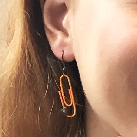 Orange Personalised Paperclip Earrings | by lovedbynlanla
