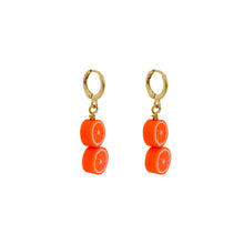 Load image into Gallery viewer, Orange fruit huggie drop earrings | by Ifemi Jewels