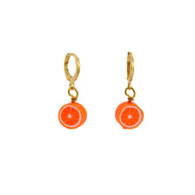 Load image into Gallery viewer, Orange Huggie Earrings | by Ifemi Jewels