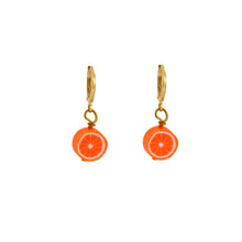 Load image into Gallery viewer, Orange Huggie Earrings | by Ifemi Jewels