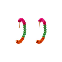 Load image into Gallery viewer, Colourful Carnival Festival Beaded Hoop Earrings, Festive Hoop Earrings, Statement Beaded Hoops, Trendy Festival Accessories | by lovedbynlanla
