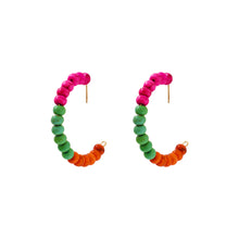 Load image into Gallery viewer, Colourful Carnival Festival Beaded Hoop Earrings, Festive Hoop Earrings, Statement Beaded Hoops, Trendy Festival Accessories | by lovedbynlanla