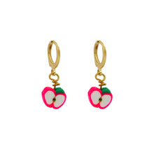 Load image into Gallery viewer, Pink Apples Huggie Earrings | by Ifemi Jewels