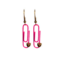 Load image into Gallery viewer, Pink Personalised Paperclip Earrings | by lovedbynlanla