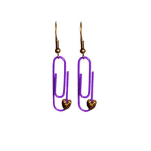 Load image into Gallery viewer, Purple Personalised Paperclip Earrings | by lovedbynlanla