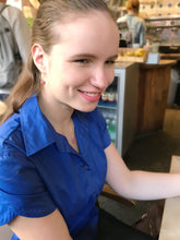 Load image into Gallery viewer, Rose Pink Hearts Earrings, Playing Cards inspired Queen of Hearts | by lovedbynlanla