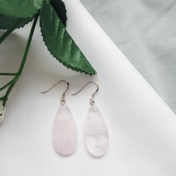 Rose Quartz Sterling Silver Earrings, Rose Quartz Earrings, Rose Quartz Drop Earrings | by nlanlaVictory