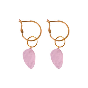 Rose Quartz Leverback hoop earrings | by Ifemi Jewels