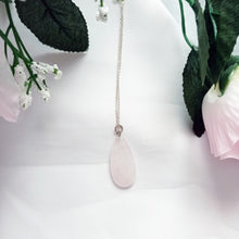Load image into Gallery viewer, Rose Quartz Necklace, Rose Quartz Sterling Silver necklace, Rose Quartz Teardrop Pendant Necklace | by nlanlaVictory