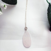 Load image into Gallery viewer, Rose Quartz Necklace, Rose Quartz Sterling Silver necklace, Rose Quartz Teardrop Pendant Necklace | by nlanlaVictory