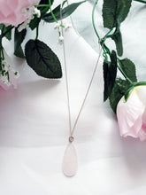Load image into Gallery viewer, Rose Quartz Necklace, Rose Quartz Sterling Silver necklace, Rose Quartz Teardrop Pendant Necklace | by nlanlaVictory