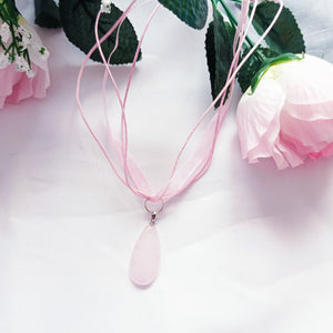 Rose Quartz Necklace, Rose Quartz Pendant, Natural Gemstone Necklace | by nlanlaVictory
