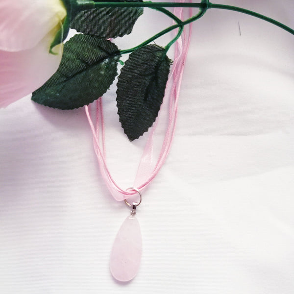 Rose Quartz Necklace, Rose Quartz Pendant, Natural Gemstone Necklace | by nlanlaVictory