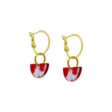 Load image into Gallery viewer, Red Semi Circle Acrylic Hoop earrings | by Ifemi Jewels

