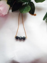 Load image into Gallery viewer, Snowflake Obsidian Yellow Gold Vermeil Necklace, Snowflake Obsidian Bar Necklace, Gemstone Bar Necklace, Pendant Necklace | by nlanlaVictory