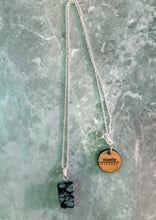 Load image into Gallery viewer, Snowflake Obsidian Sterling Silver Necklace, Raw Gemstone Necklace, Heart Pendant Necklace, Gemstone Necklace, Sterling Silver Necklace | by nlanlaVictory