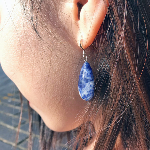 Sodalite Drop Earrings, Sterling Silver Earrings, Sodalite Gemstone | by nlanlaVictory