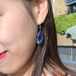 Sodalite Drop Earrings, Sterling Silver Earrings, Sodalite Gemstone | by nlanlaVictory