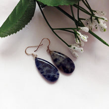 Load image into Gallery viewer, Sodalite Drop Earrings, Sterling Silver Earrings, Sodalite Gemstone | by nlanlaVictory