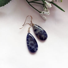 Load image into Gallery viewer, Sodalite Drop Earrings, Sterling Silver Earrings, Sodalite Gemstone | by nlanlaVictory
