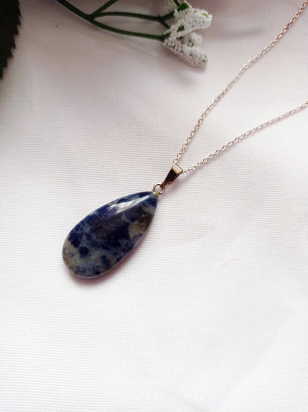 Sodalite Sterling Silver Necklace, Sodalite Pendant Necklace, Gemstone Necklace | by nlanlaVictory